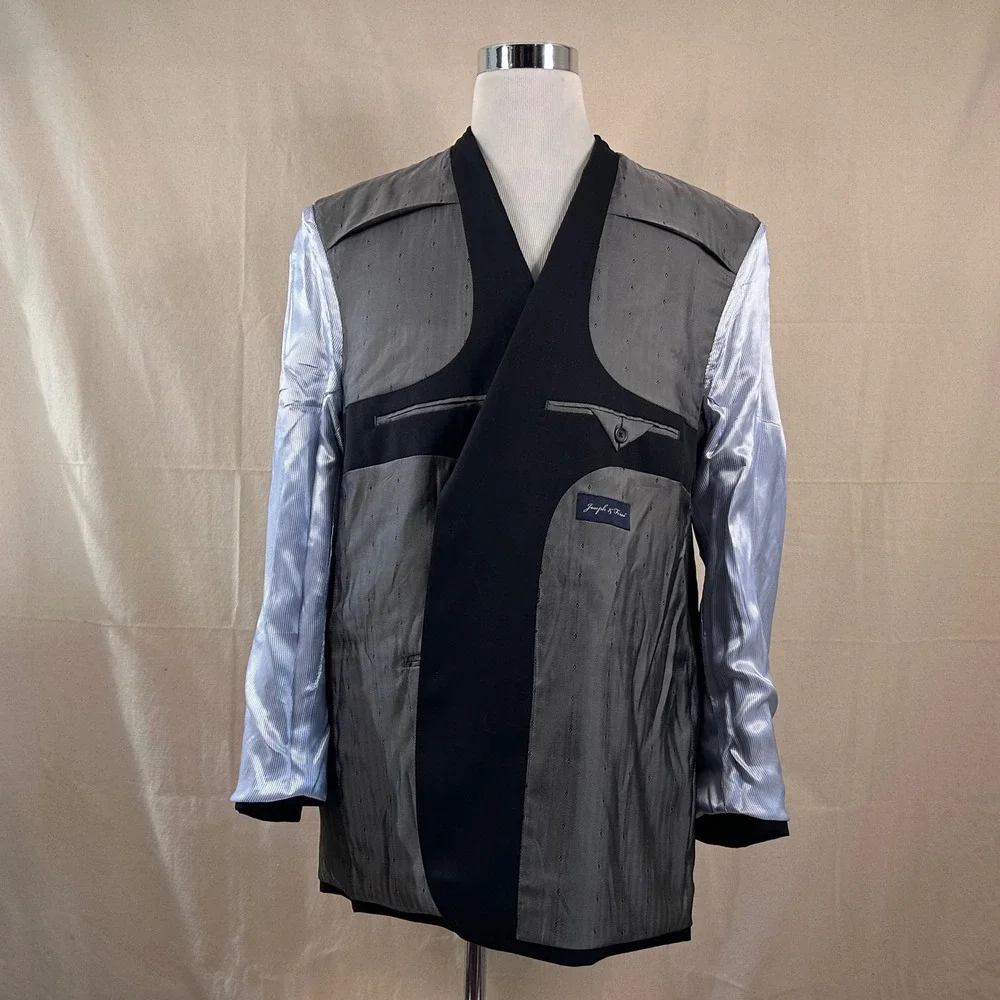 Joseph & Feiss 50L Sport Coat 100% Wool Charcoal Gray Two Button Lined Vented